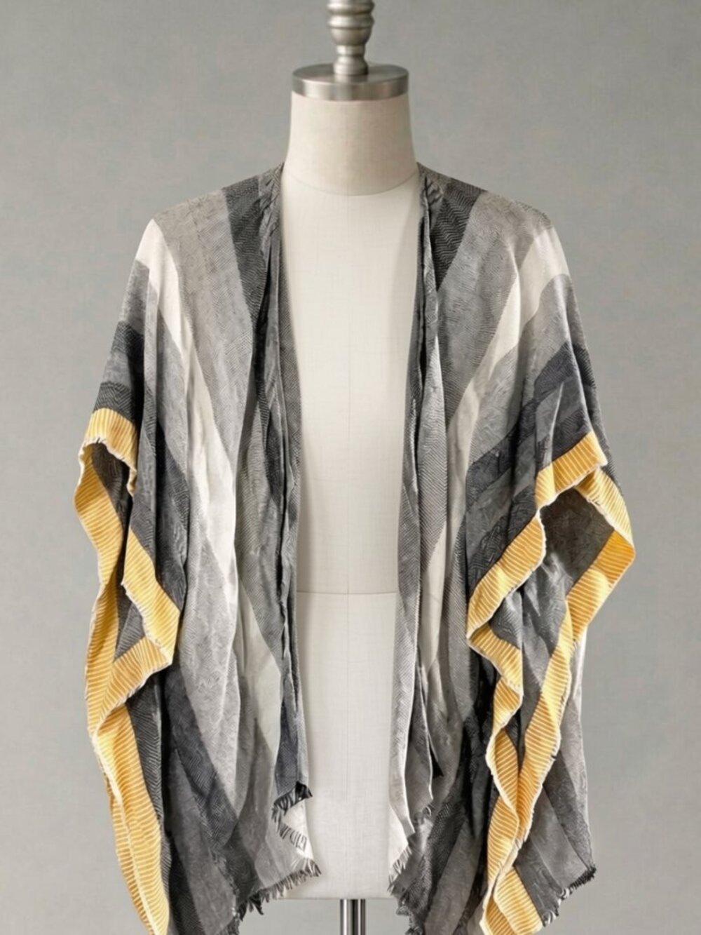 OSFM | Universal Thread Striped Gray & Yellow Kimono Wrap or Cover up